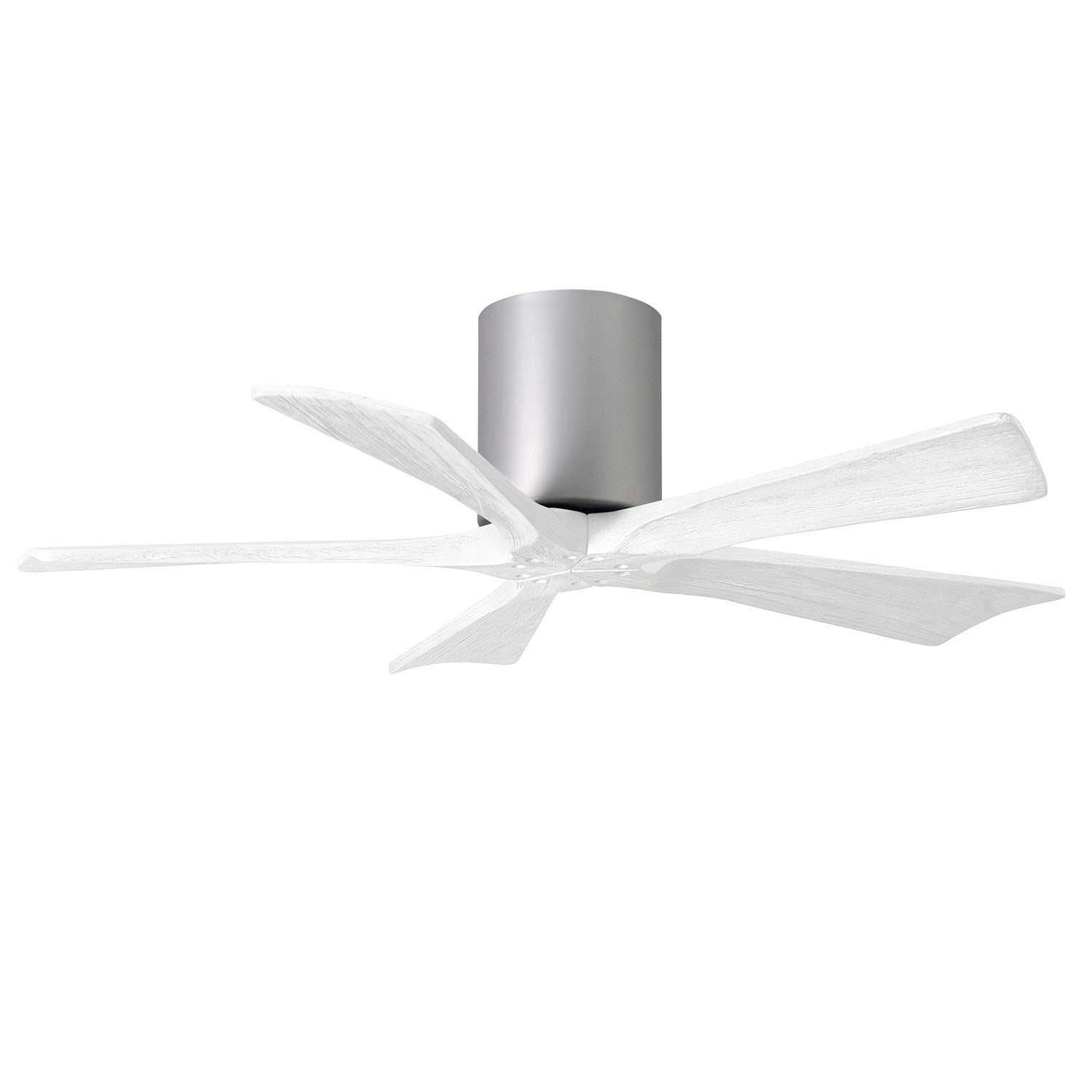 H Flush Mounted 42" Ceiling Fan In Brushed Nickel And Matte White Blades by Matthews Fan Company