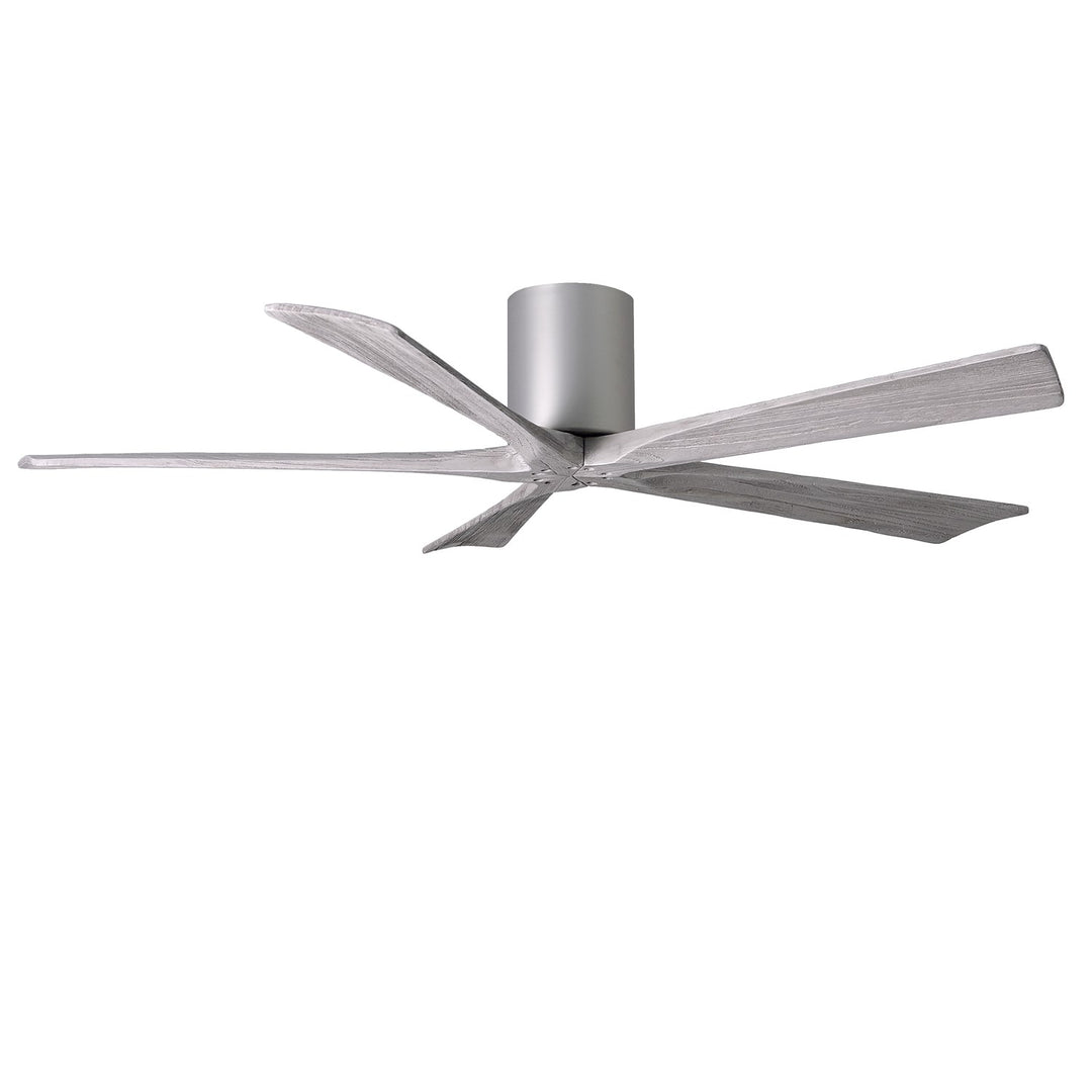 H Ceiling Mount Five Bladed Paddle Fan In Brushed Nickel.  Flush Mounted. by Matthews Fan Company