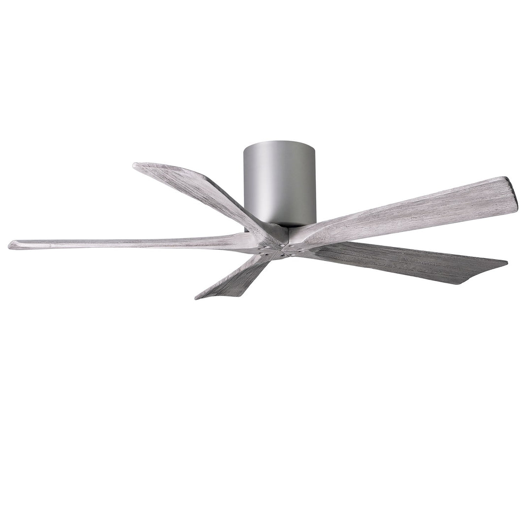 H Ceiling Mount Five Bladed Paddle Fan In Brushed Nickel.  Flush Mounted. by Matthews Fan Company