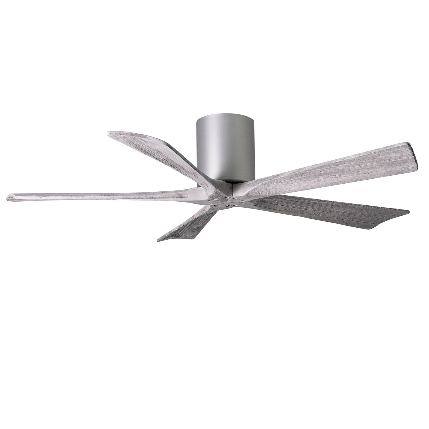 H Ceiling Mount Five Bladed Paddle Fan In Brushed Nickel.  Flush Mounted. by Matthews Fan Company
