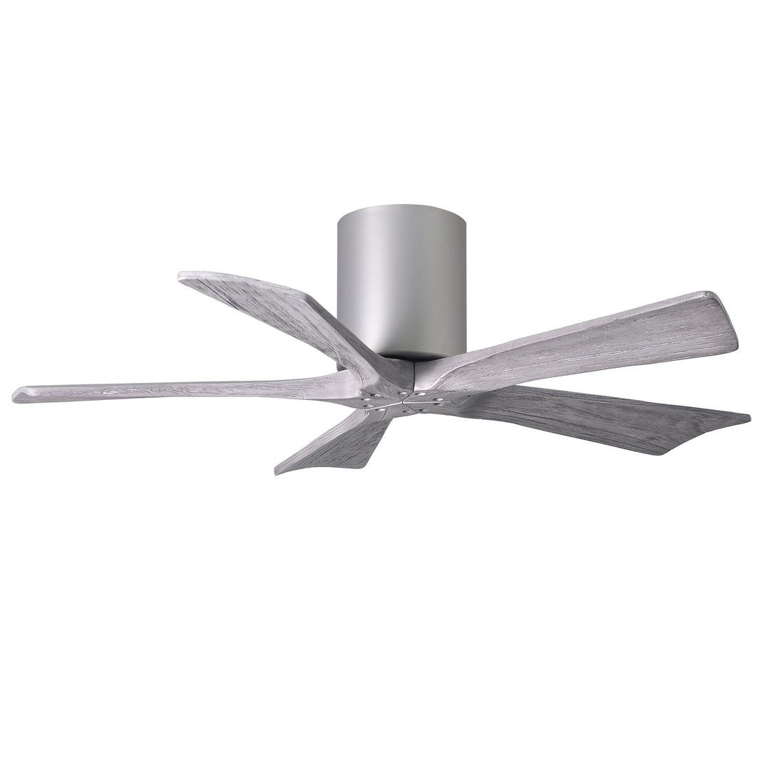 H Ceiling Mount Five Bladed Paddle Fan In Brushed Nickel.  Flush Mounted. by Matthews Fan Company