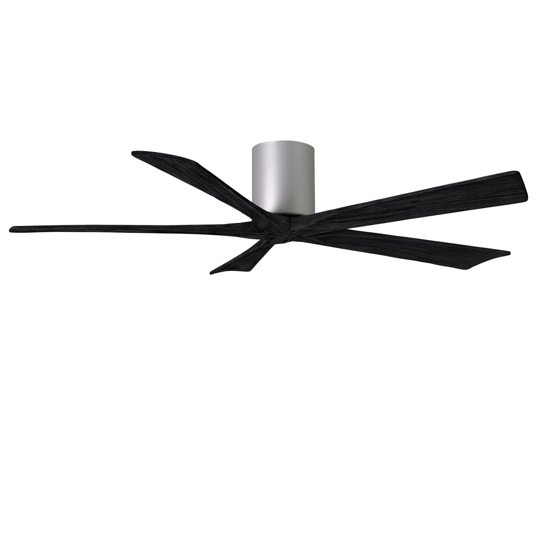 Flush Mounted 60in Ceiling Fan In Brushed Nickel And Matte Black Blades by Matthews Fan Company