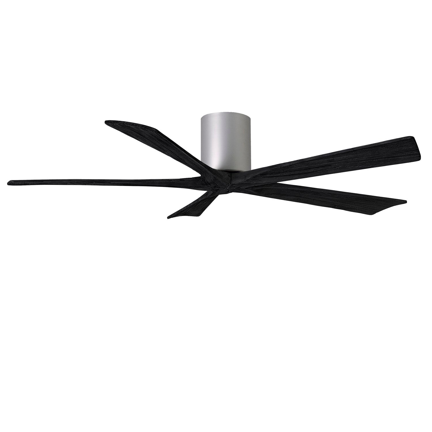 Flush Mounted 60in Ceiling Fan In Brushed Nickel And Matte Black Blades by Matthews Fan Company