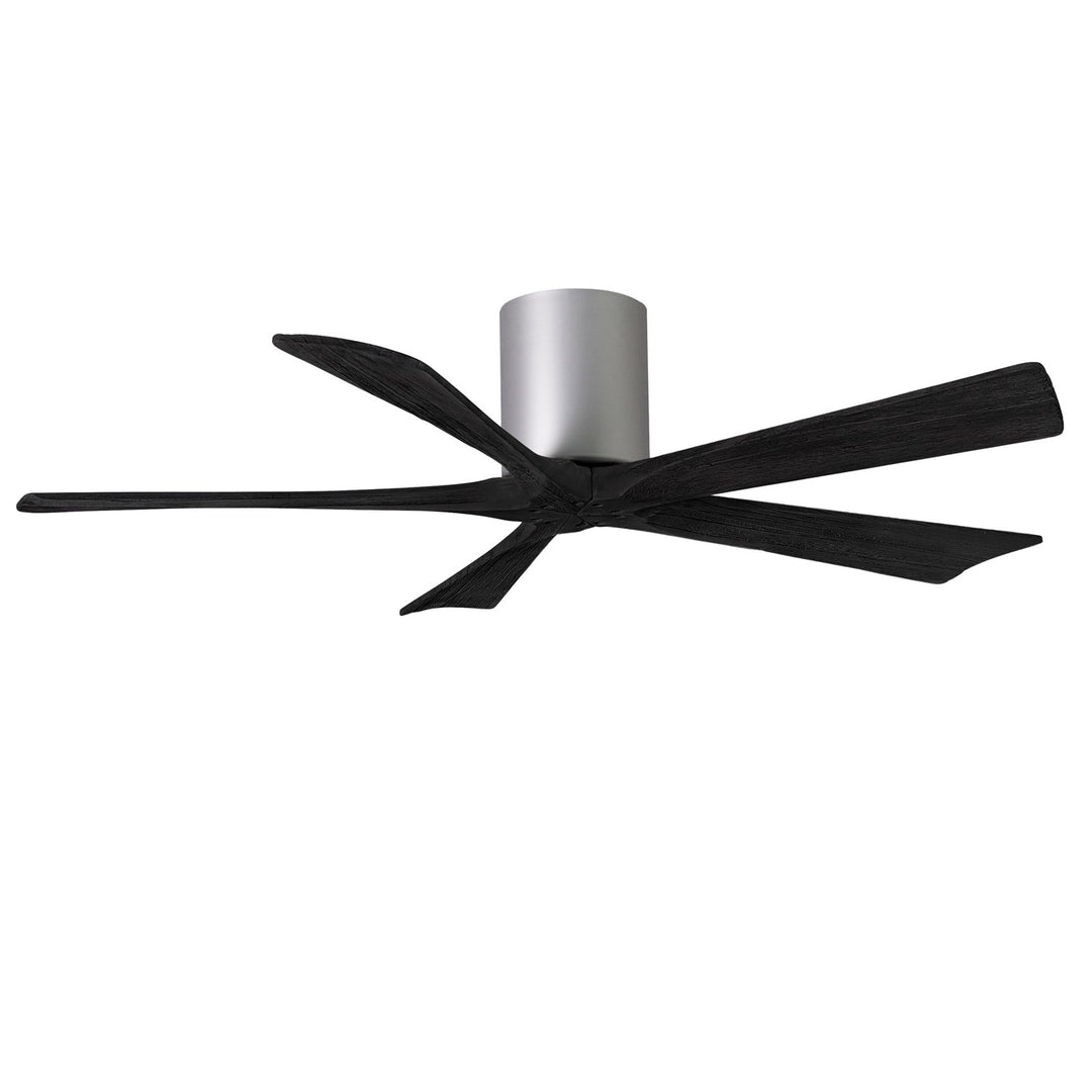 H Flush Mounted 52" Ceiling Fan In Brushed Nickel And Matte Black Blades by Matthews Fan Company