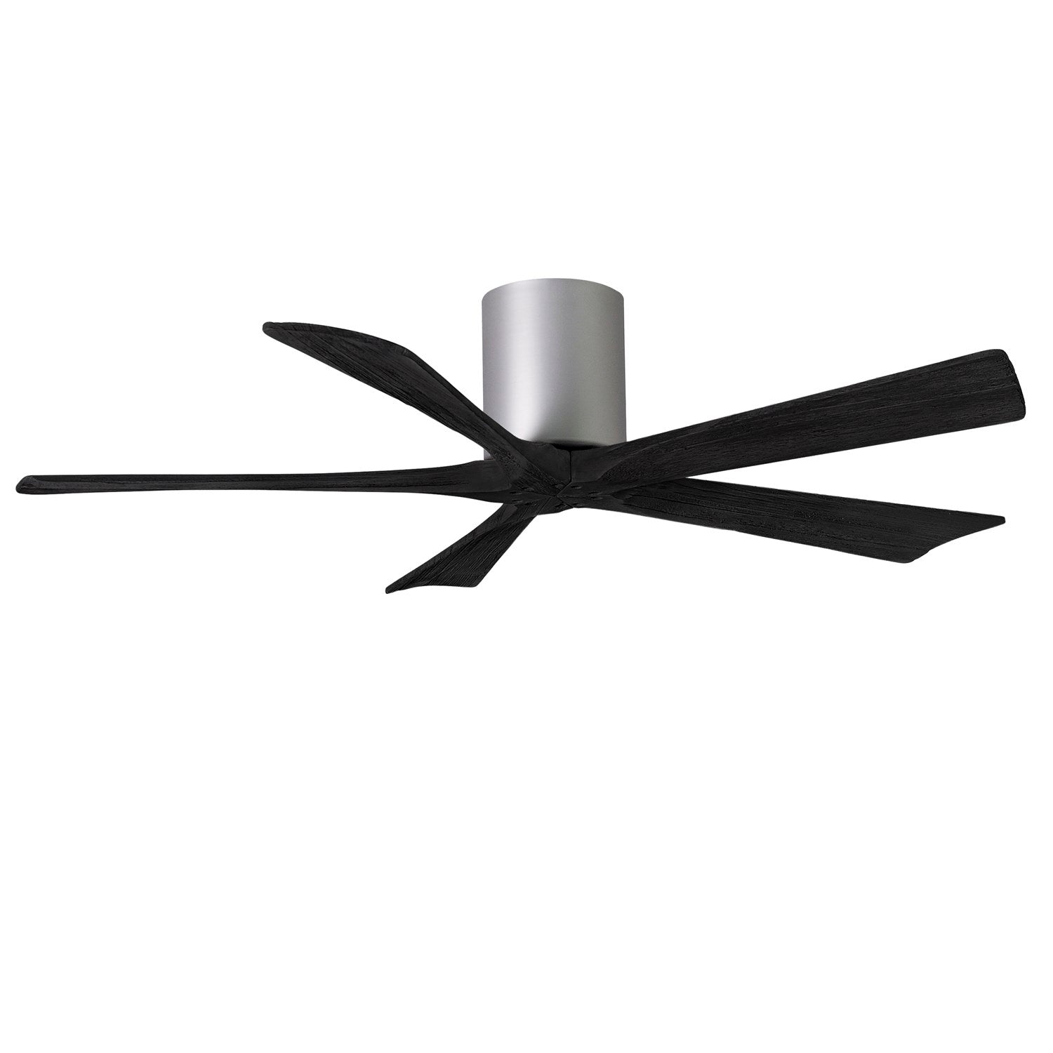 H Flush Mounted 52" Ceiling Fan In Brushed Nickel And Matte Black Blades by Matthews Fan Company