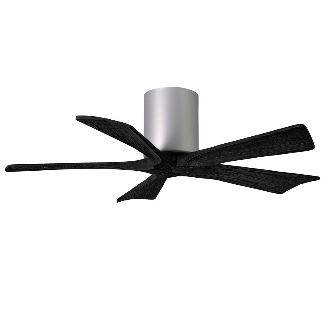 H Flush Mounted 42" Ceiling Fan In Brushed Nickel And Matte Black Blades by Matthews Fan Company