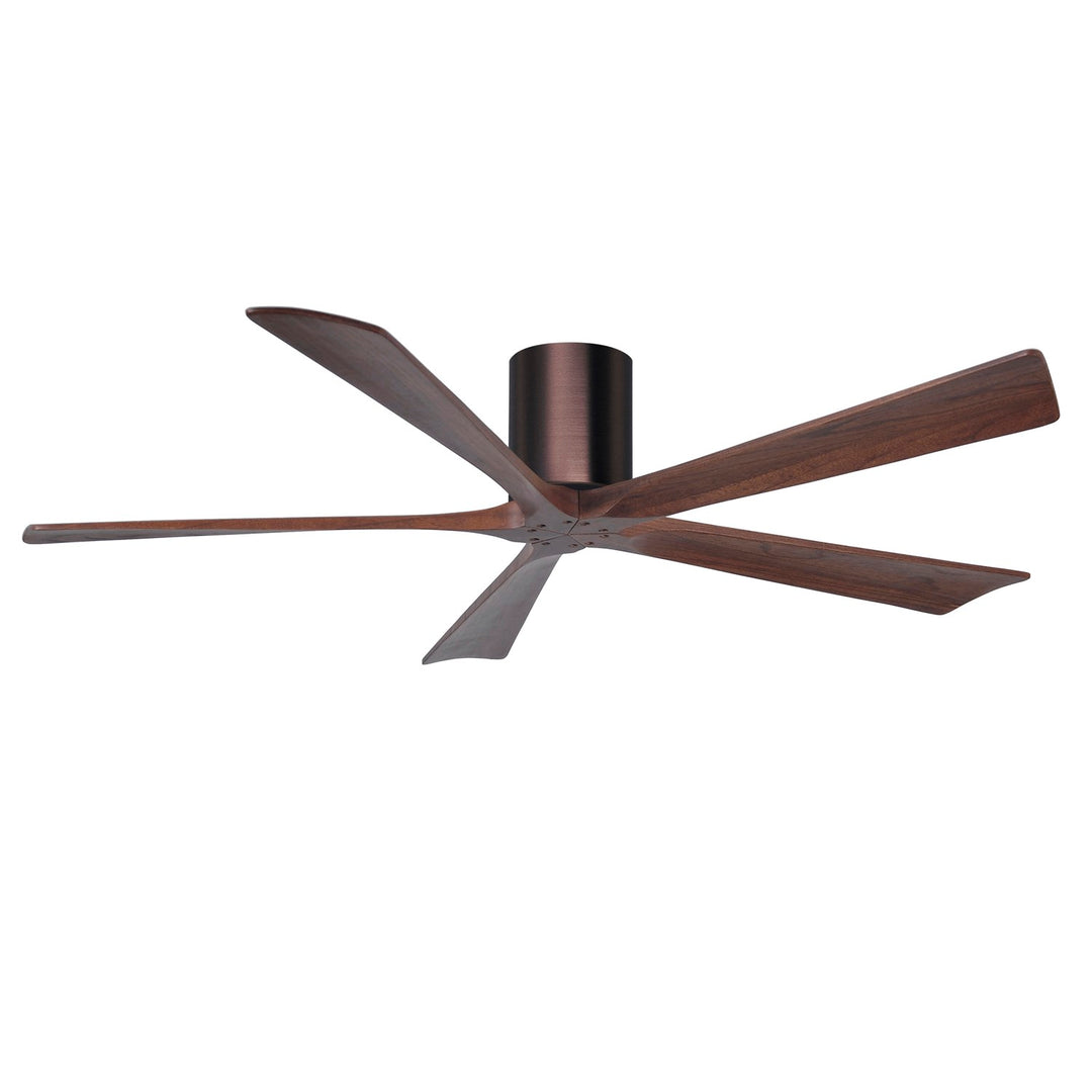 H Flush Mounted 60in Ceiling Fan In Brushed Bronze And Walnut Blades by Matthews Fan Company