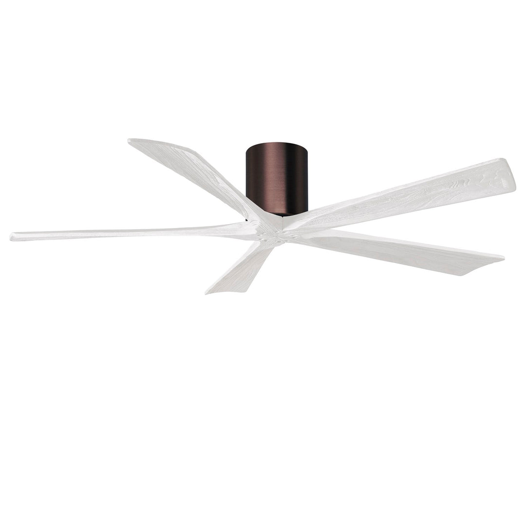 H Flush Mounted 60" Ceiling Fan In Brushed Bronze And Matte White Blades by Matthews Fan Company