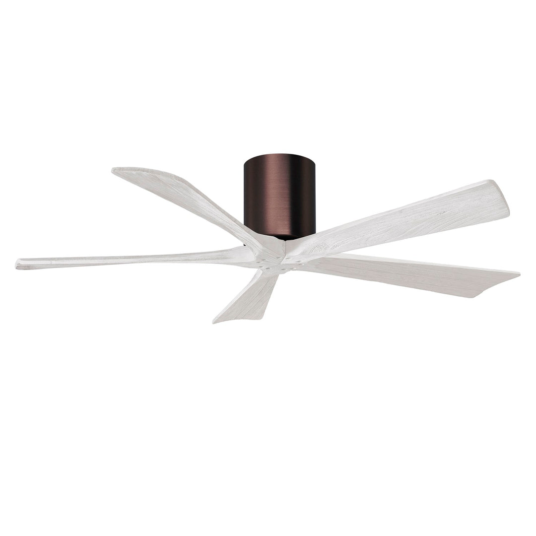 H Flush Mounted 52" Ceiling Fan In Brushed Bronze And Matte White Blades by Matthews Fan Company