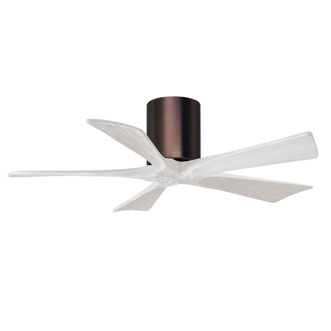 H Flush Mounted 42" Ceiling Fan In Brushed Bronze And Matte White Blades by Matthews Fan Company