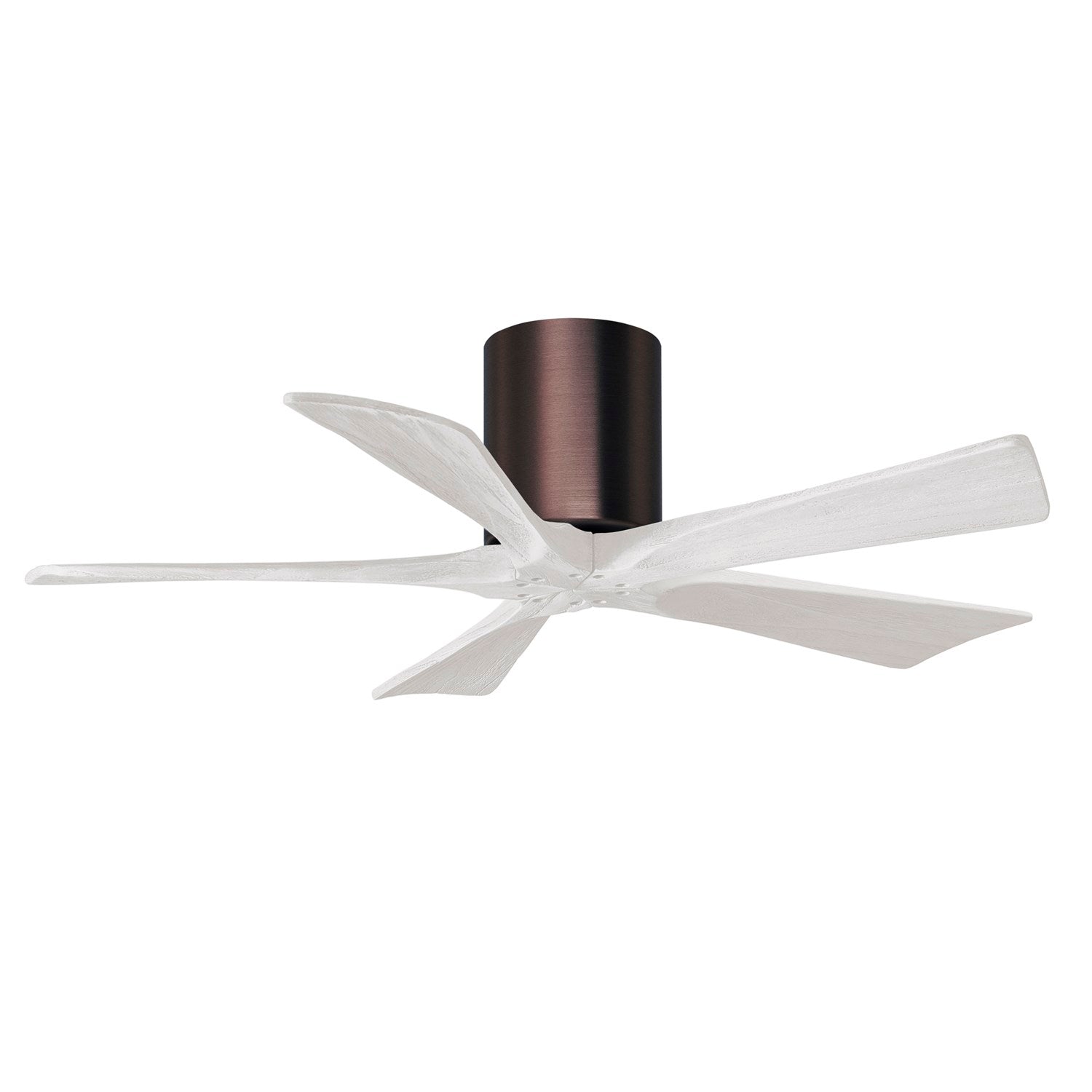 H Flush Mounted 42" Ceiling Fan In Brushed Bronze And Matte White Blades by Matthews Fan Company