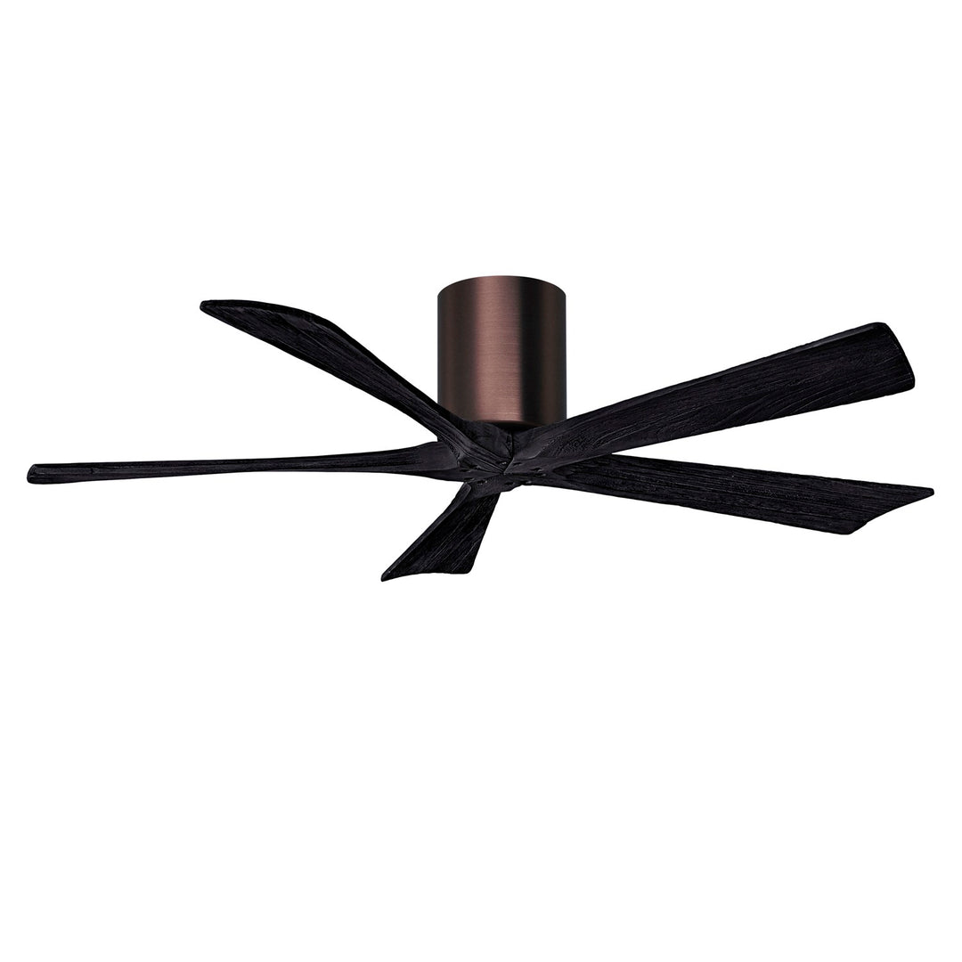 H Flush Mounted 52" Ceiling Fan In Brushed Bronze And Matte Black Blades by Matthews Fan Company