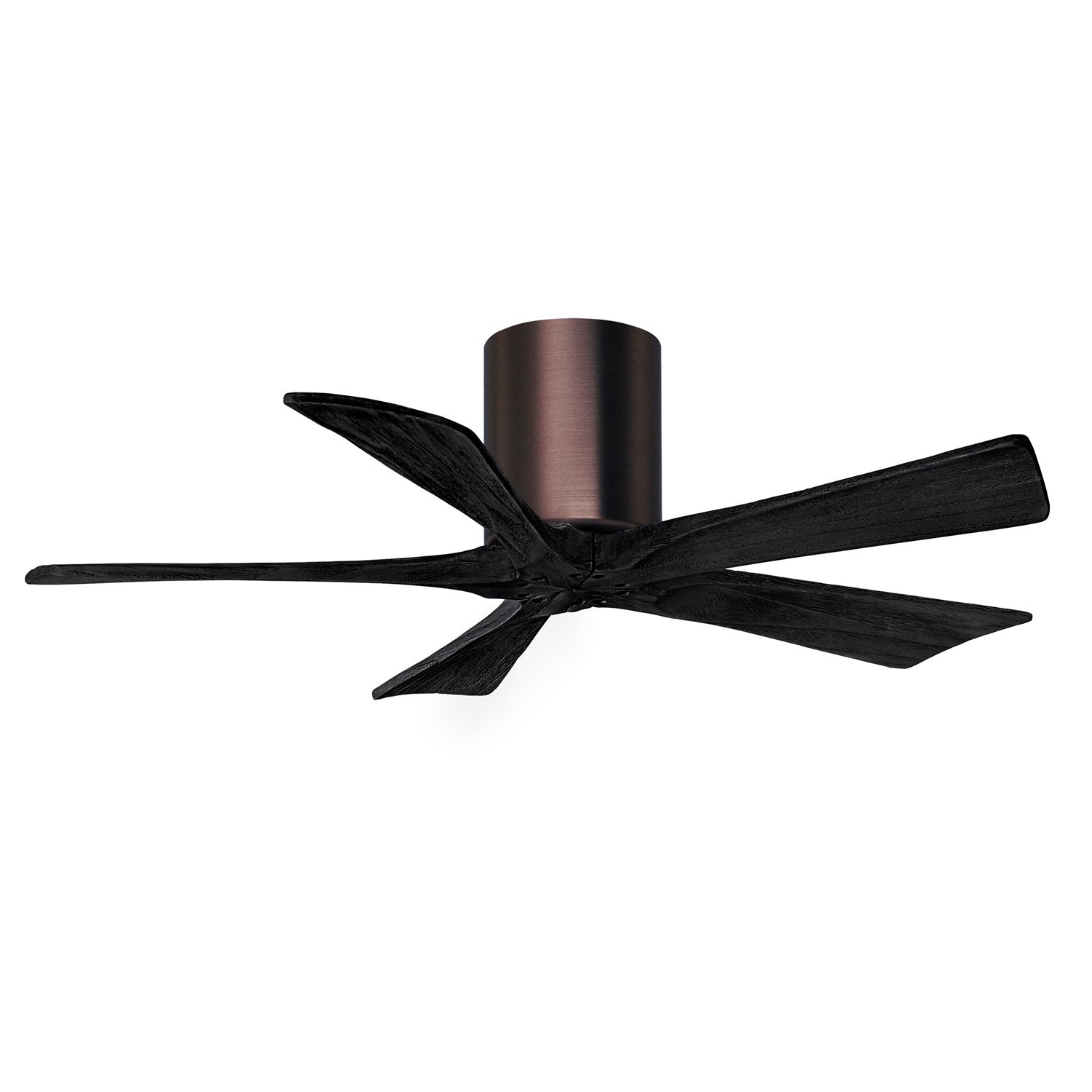 H Flush Mounted 42" Ceiling Fan In Brushed Bronze And Matte Black Blades by Matthews Fan Company