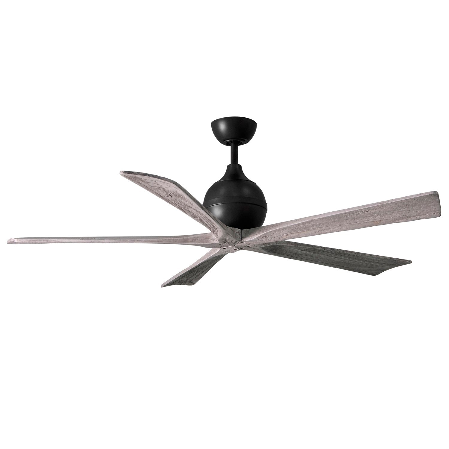 60in Three Bladed Paddle Fan In Matte Black And Barnwood Blades by Matthews Fan Company