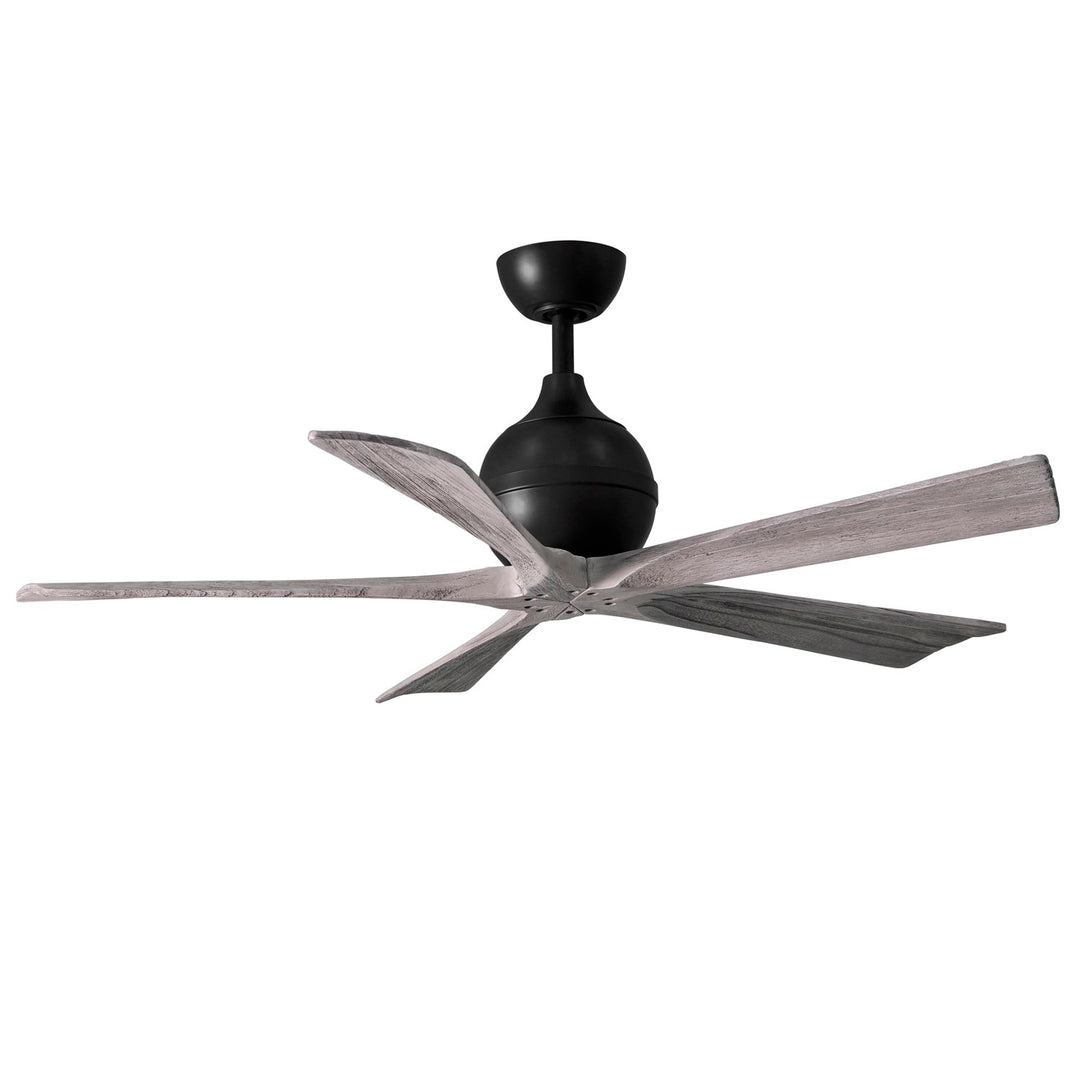 52in Three Bladed Paddle Fan In Matte Black And Barnwood Baldes by Matthews Fan Company