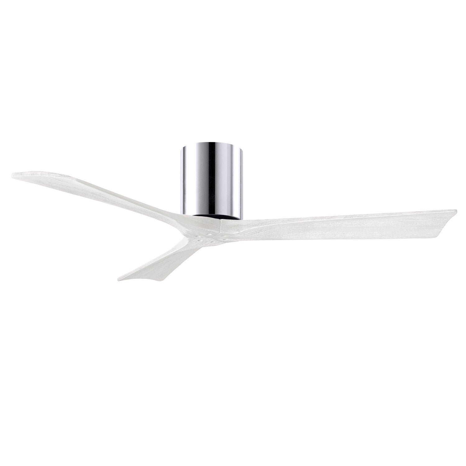 H Flush Mounted 52" Ceiling Fan In Polished Chrome And Matte White Blades by Matthews Fan Company