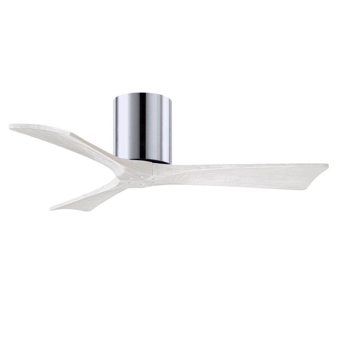 H Flush Mounted 42" Ceiling Fan In Polished Chrome And Matte White Blades by Matthews Fan Company