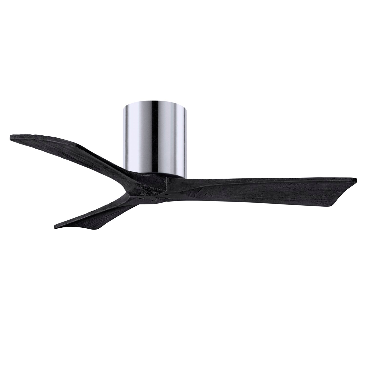 H Flush Mounted 42" Ceiling Fan In Polished Chrome And Matte Black Blades by Matthews Fan Company