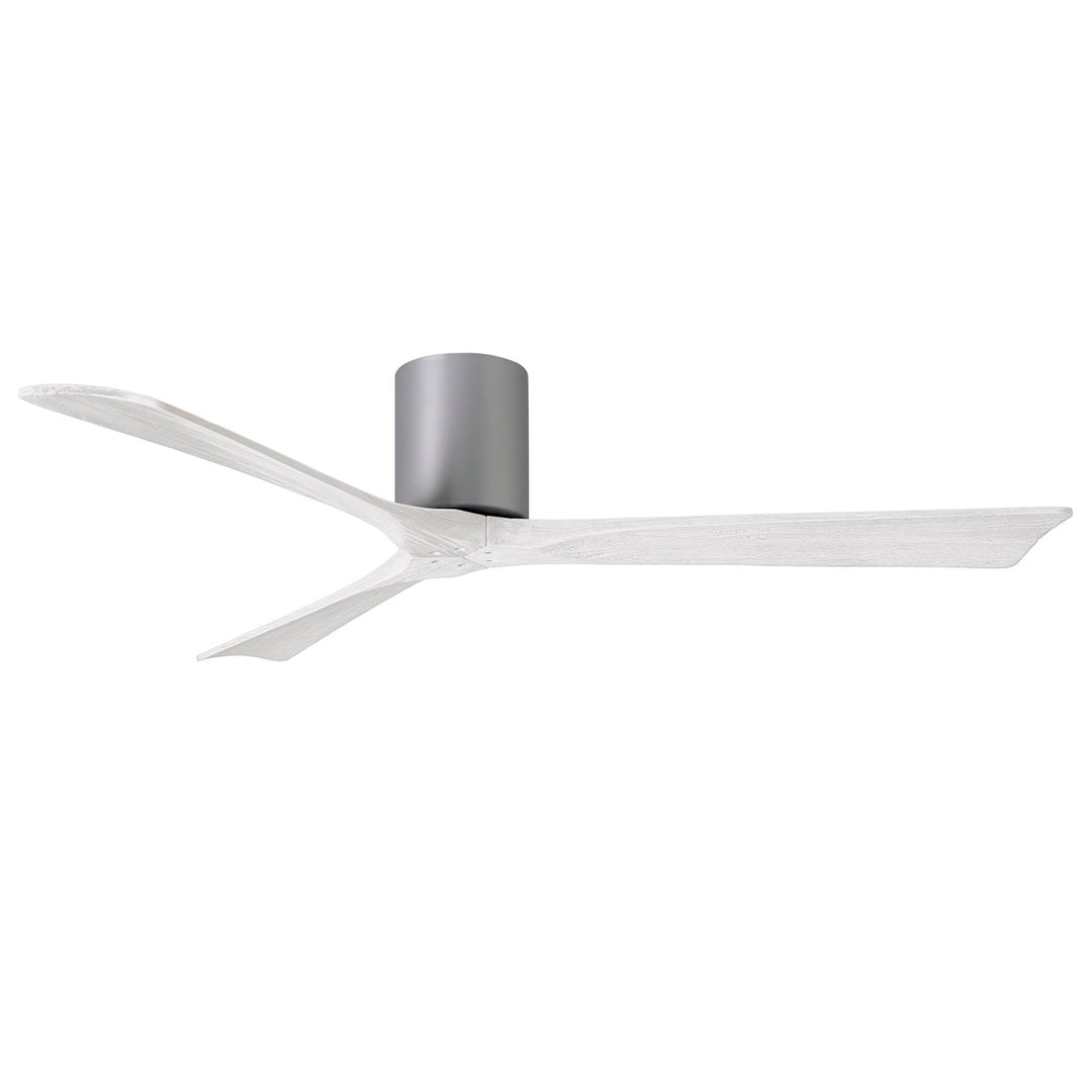 H Flush Mounted 60" Ceiling Fan In Brushed Nickel And Matte White Blades by Matthews Fan Company