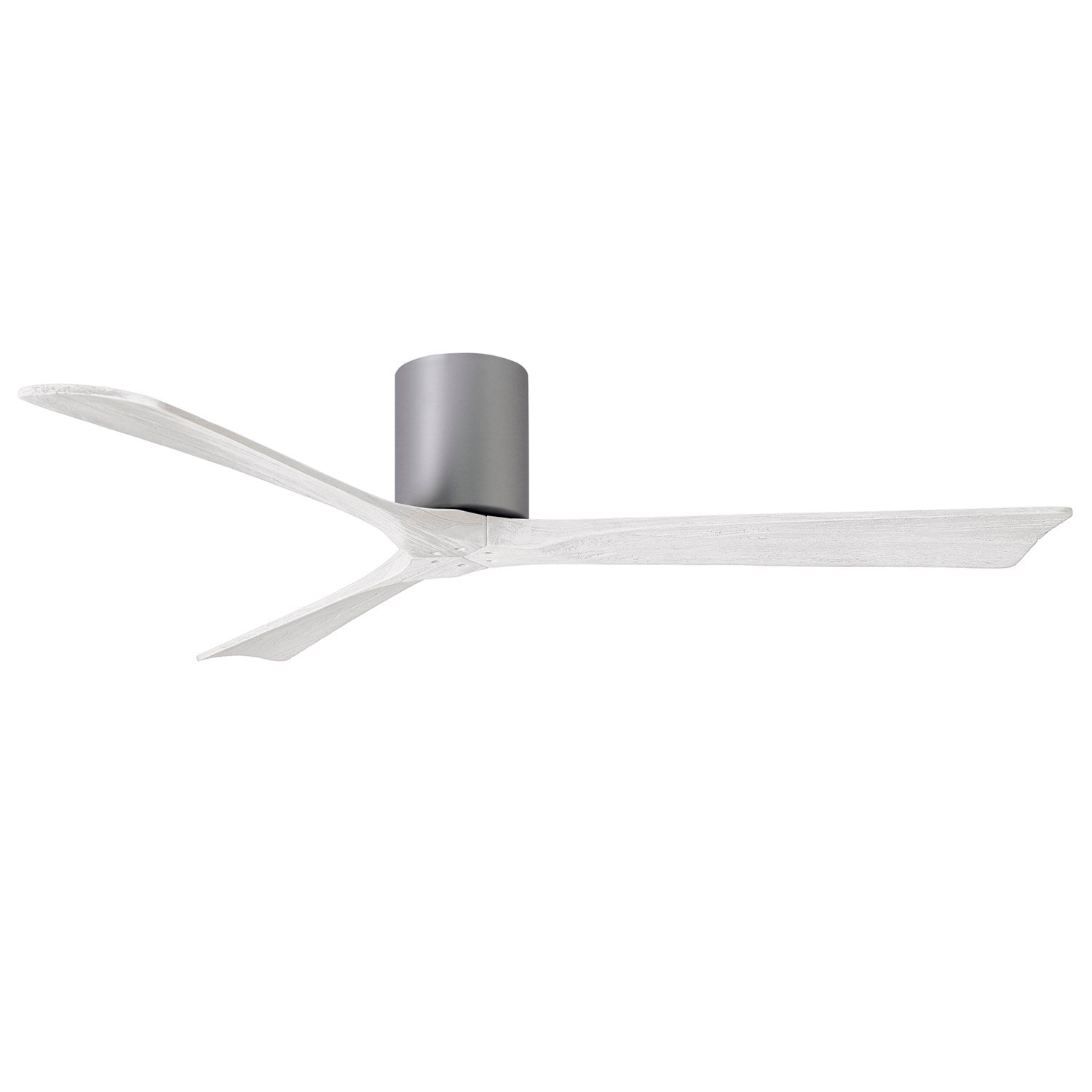 H Flush Mounted 60" Ceiling Fan In Brushed Nickel And Matte White Blades by Matthews Fan Company
