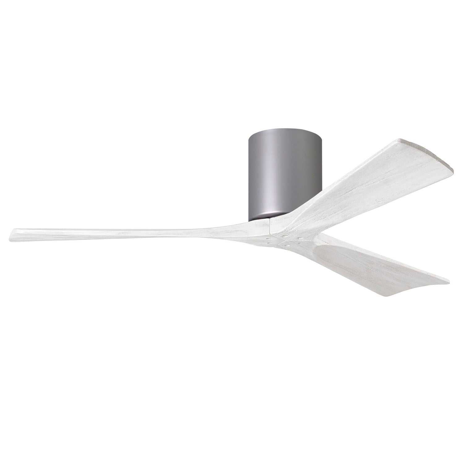 H Flush Mounted 52" Ceiling Fan In Brushed Nickel And Matte White Blades by Matthews Fan Company
