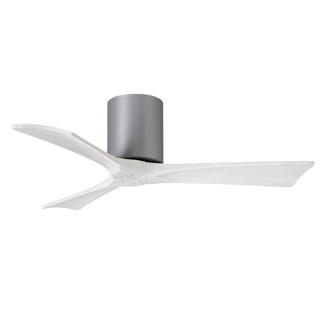 H Flush Mounted 42" Ceiling Fan In Brushed Nickel And Matte White Blades by Matthews Fan Company