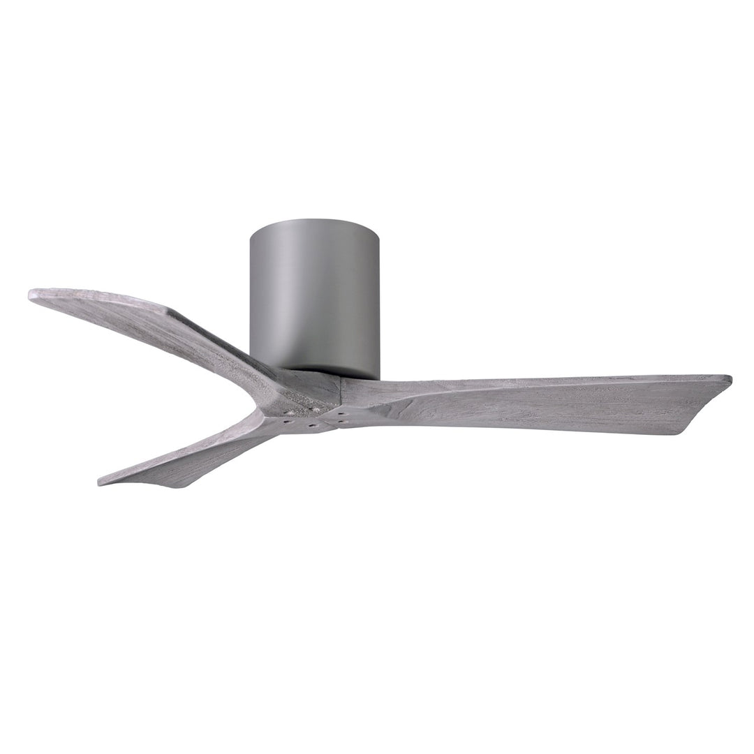 H Ceiling Mount Three Bladed Paddle Fan In Brushed Nickel. Flush Mounted. by Matthews Fan Company