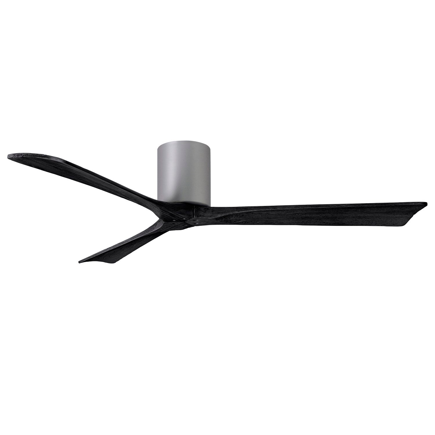 H Flush Mounted 60" Ceiling Fan In Brushed Nickel And Matte Black Blades by Matthews Fan Company
