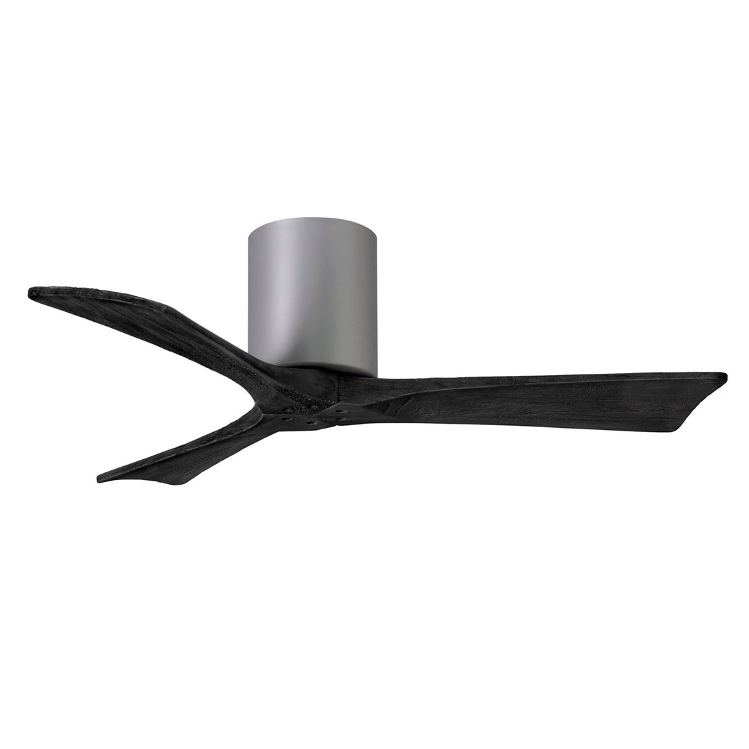H Flush Mounted 42" Ceiling Fan In Brushed Nickel And Matte Black Blades by Matthews Fan Company