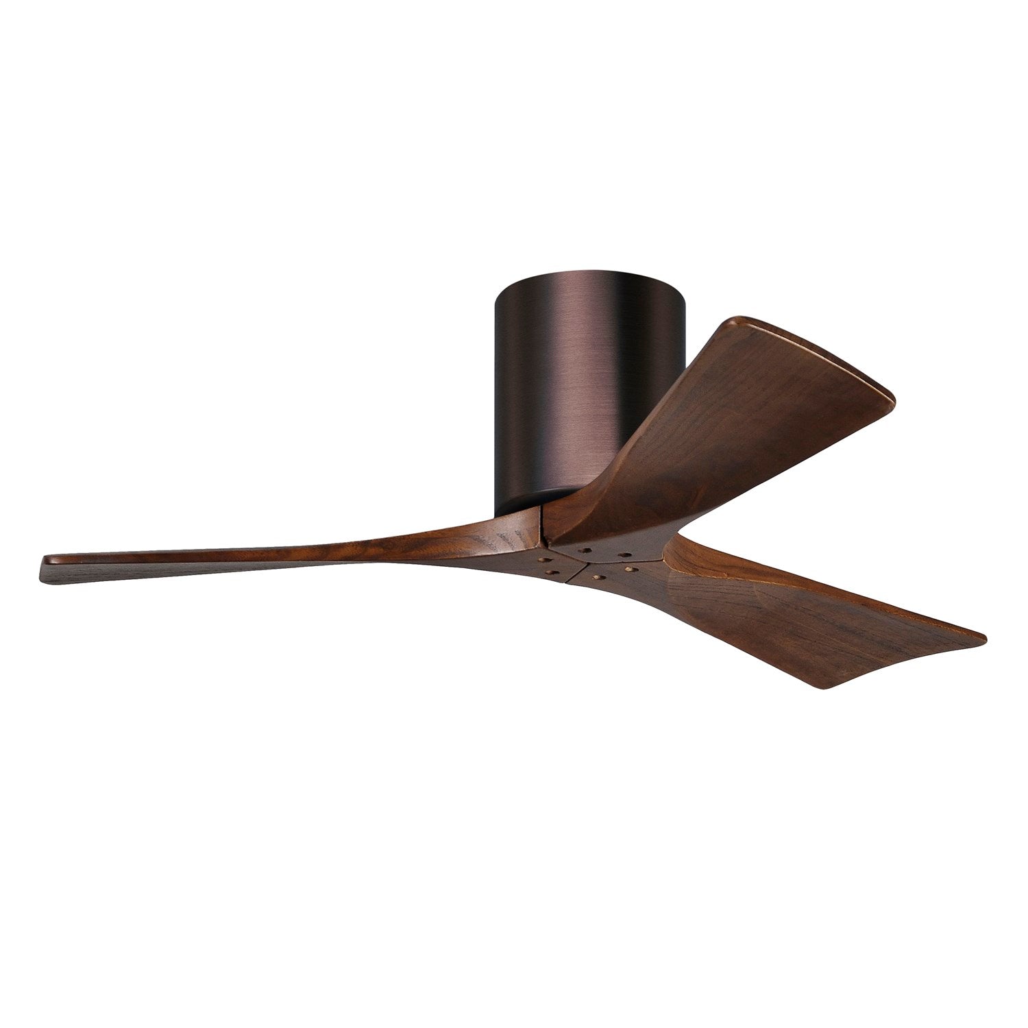 H Flush Mounted 42in Ceiling Fan In Brushed Bronze And Walnut Blades by Matthews Fan Company