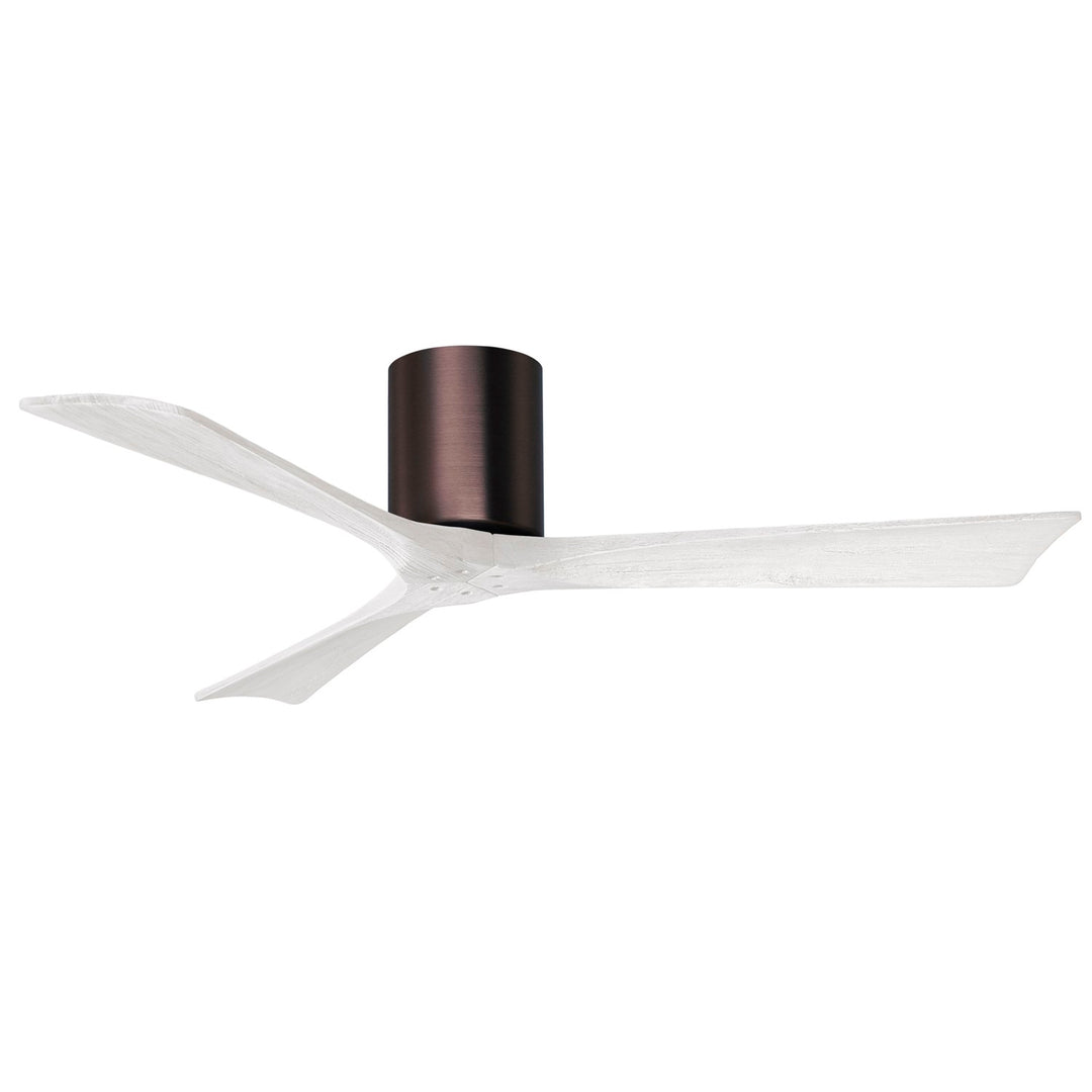 H Flush Mounted 52" Ceiling Fan In Brushed Bronze And Matte White Blades by Matthews Fan Company