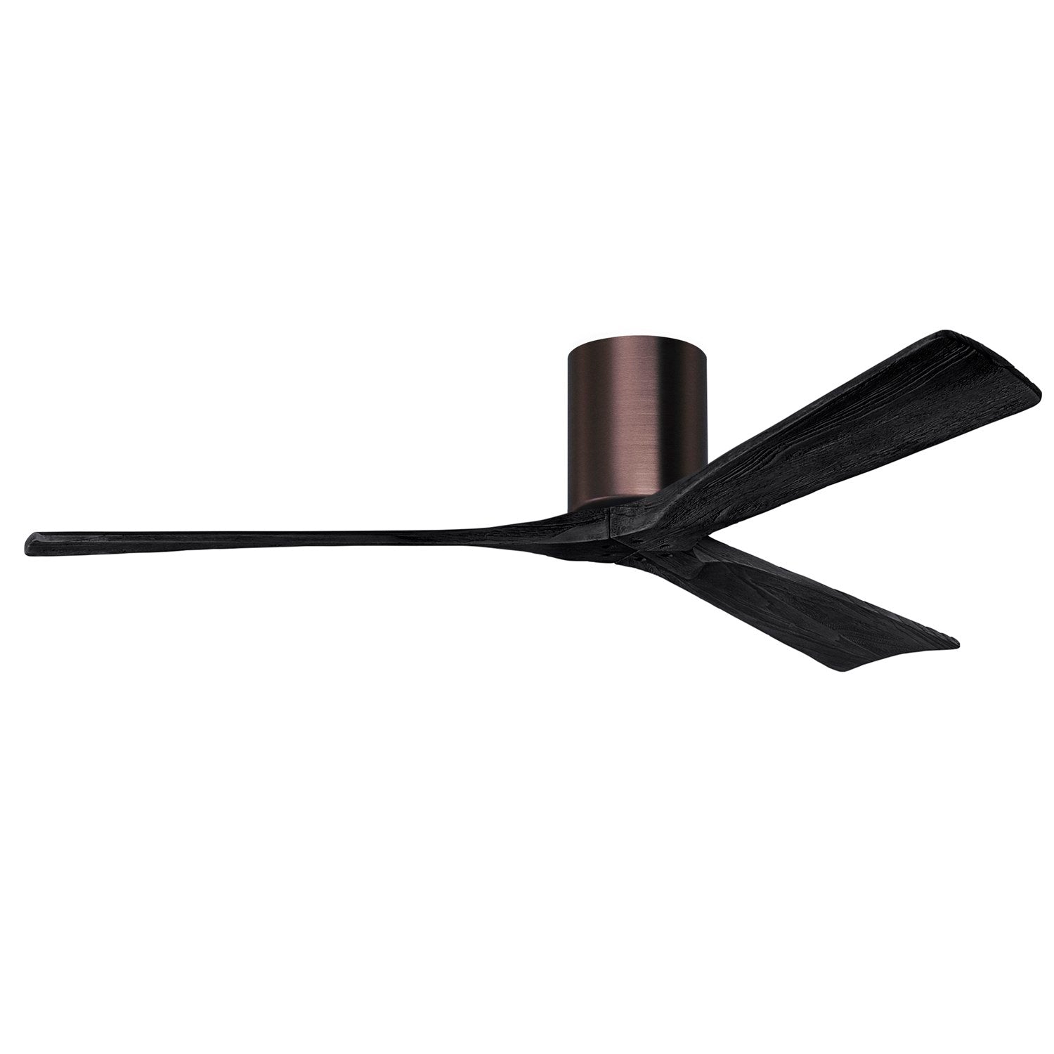 H Flush Mounted 60" Ceiling Fan In Brushed Bronze And Matte Black Blades by Matthews Fan Company
