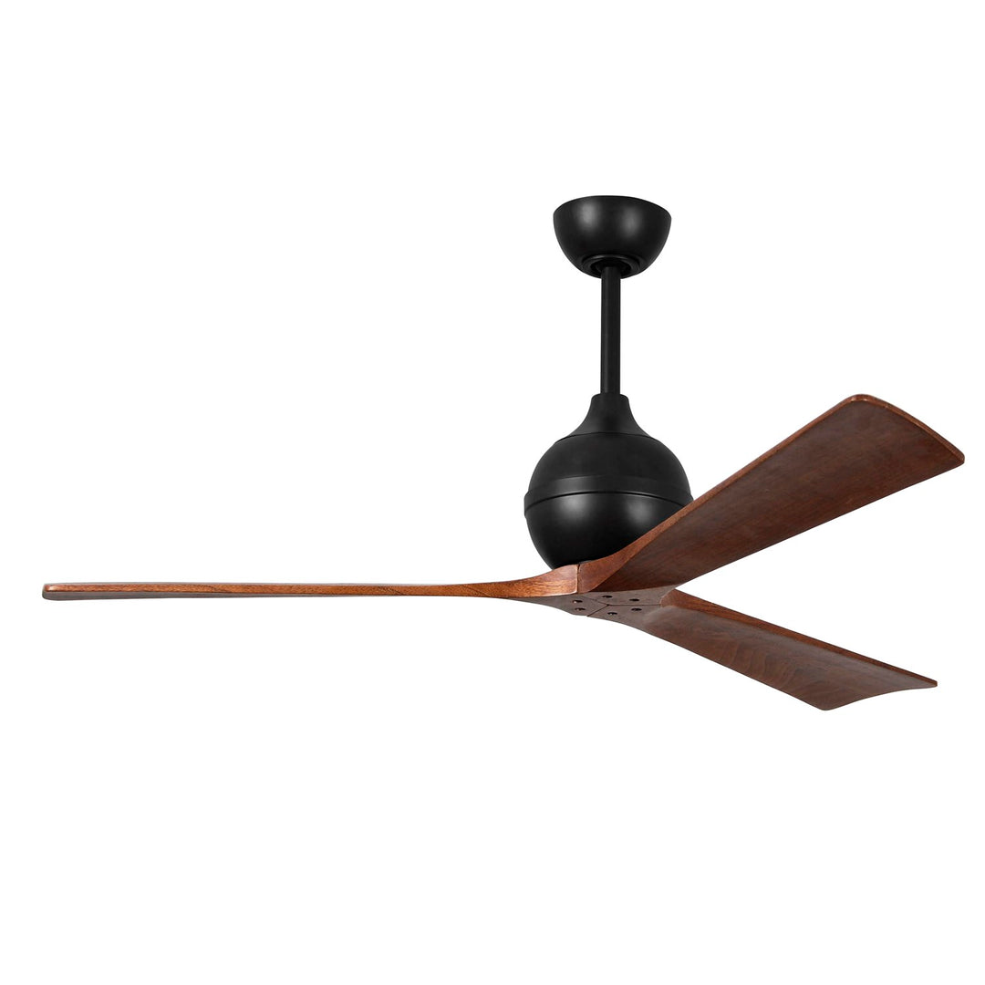 60in Three Bladed Paddle Fan In Matte Black And Walnut Blades by Matthews Fan Company