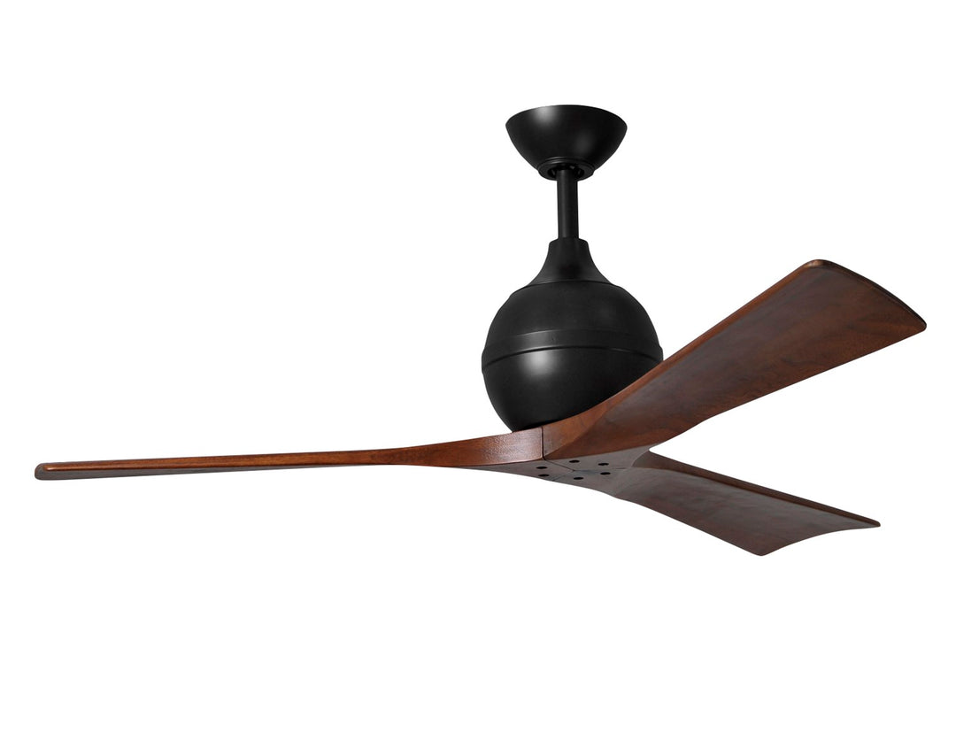 52in Three Bladed Paddle Fan In Matte Black And Walnut Blades by Matthews Fan Company