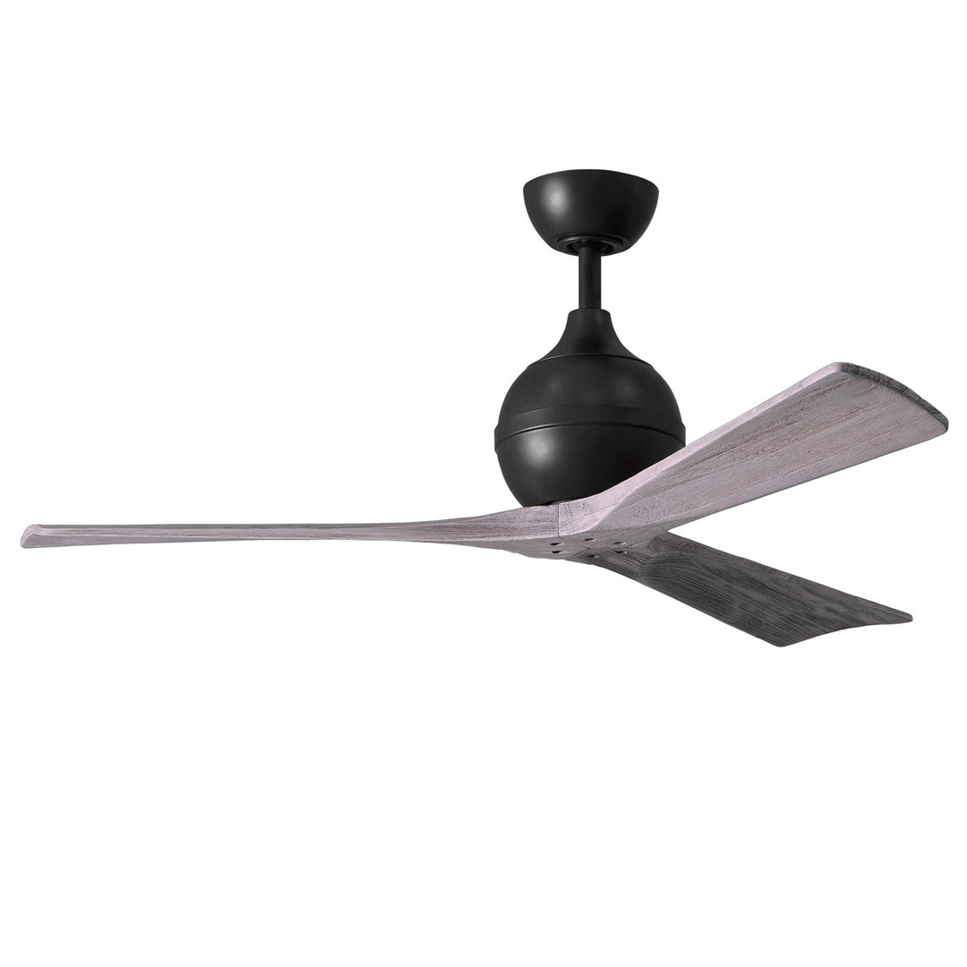52in Three Bladed Paddle Fan In Matte Black And Barnwood Baldes by Matthews Fan Company