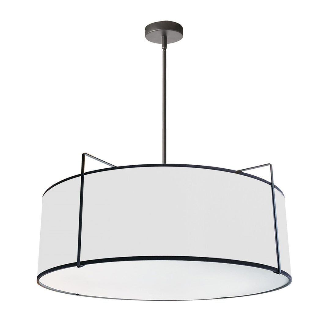 4 Light Drum Pendant Black/White Shade 790 Diffuser Black by Dainolite