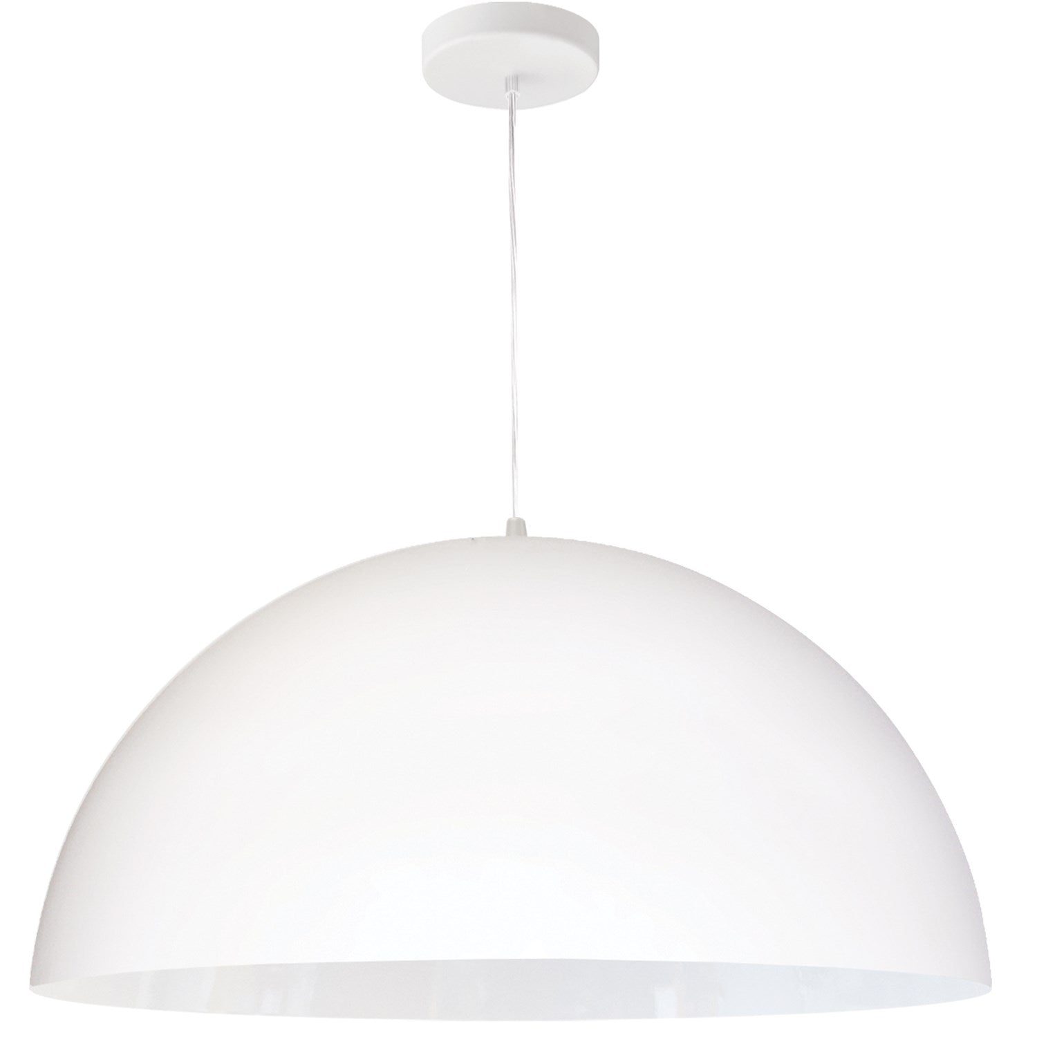 1 Light Incandescent Large Dome Pendant Matte White by Dainolite