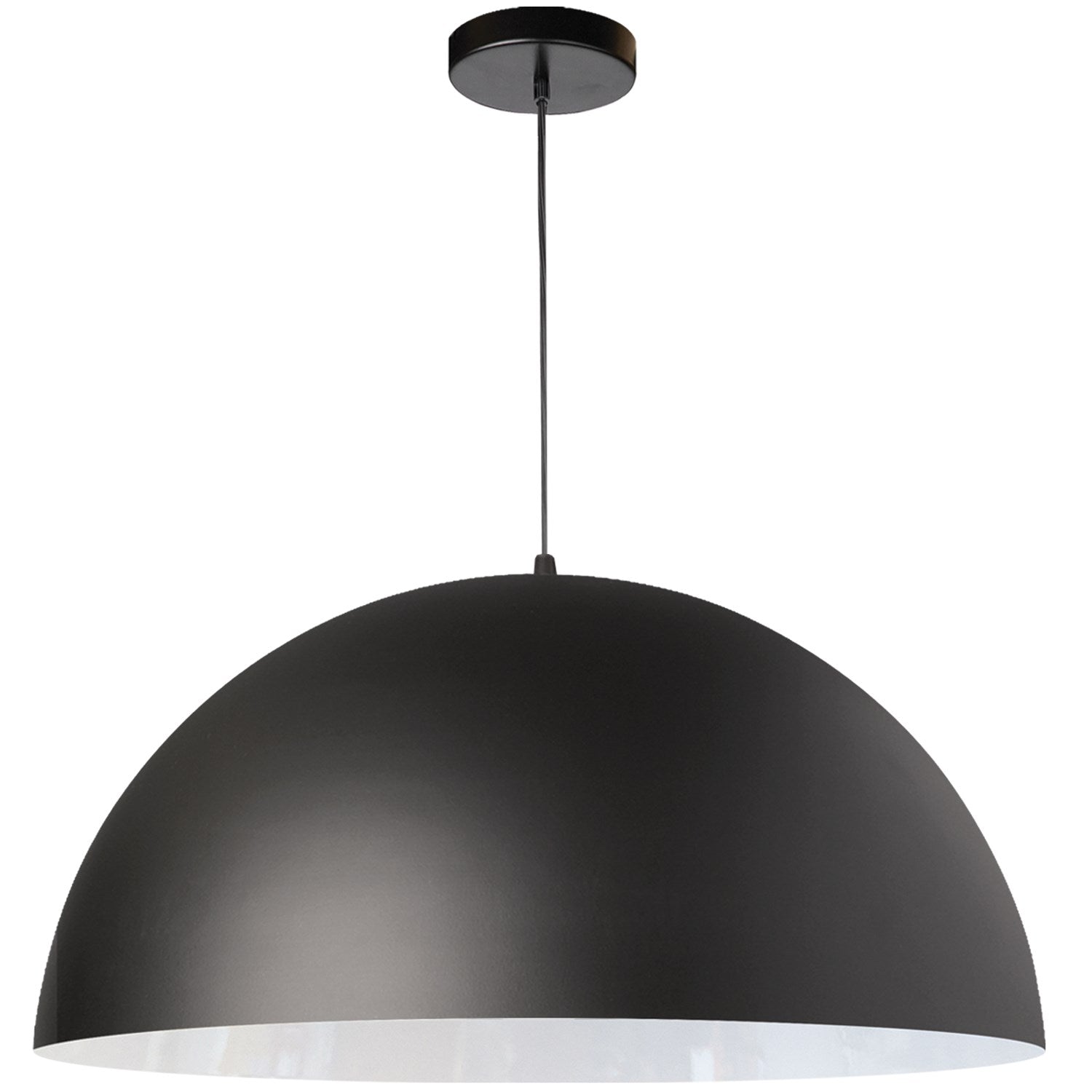 1 Light Incandescent Large Dome Pendant Matte Black by Dainolite