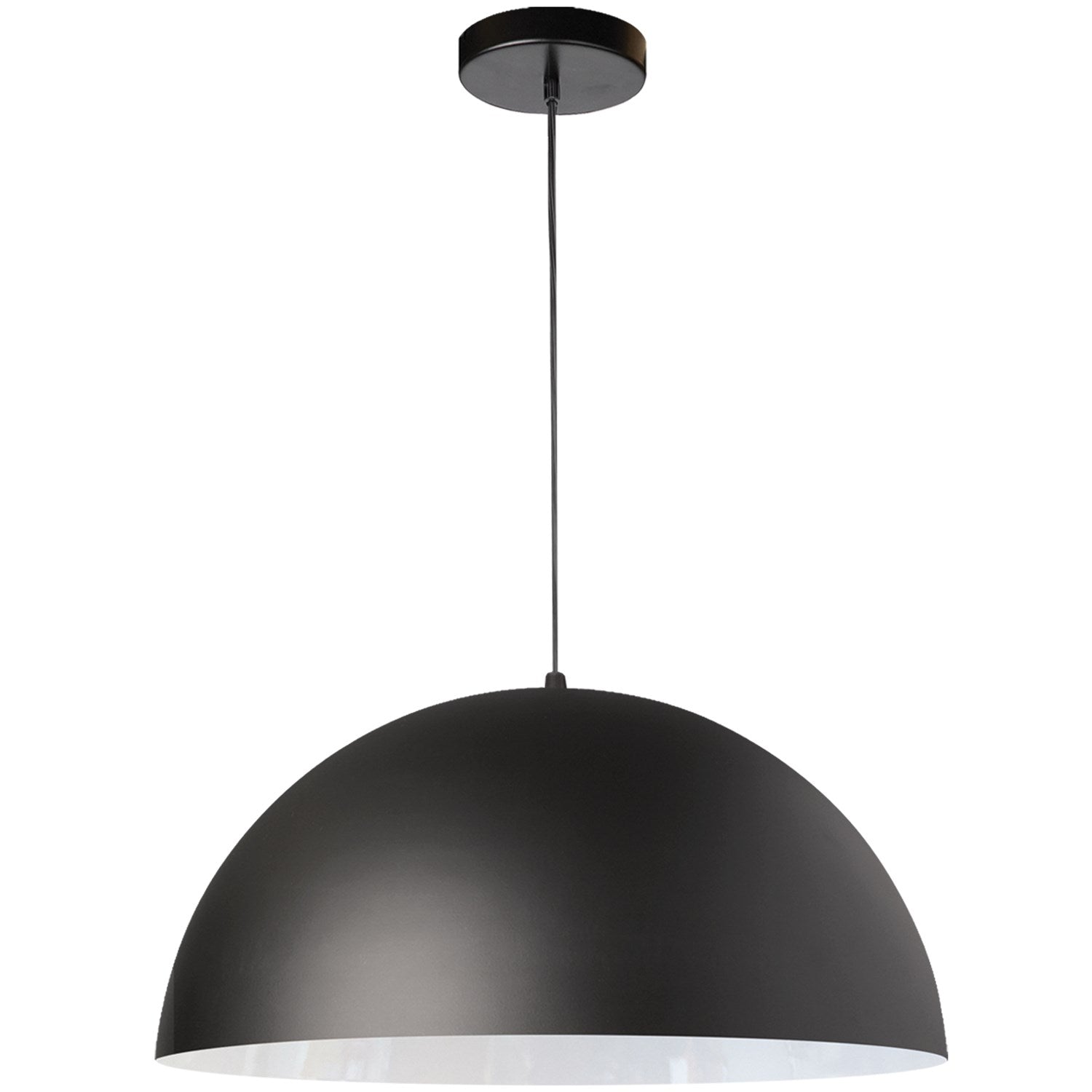 1 Light Incandescent Small Dome Pendant Matte Black by Dainolite