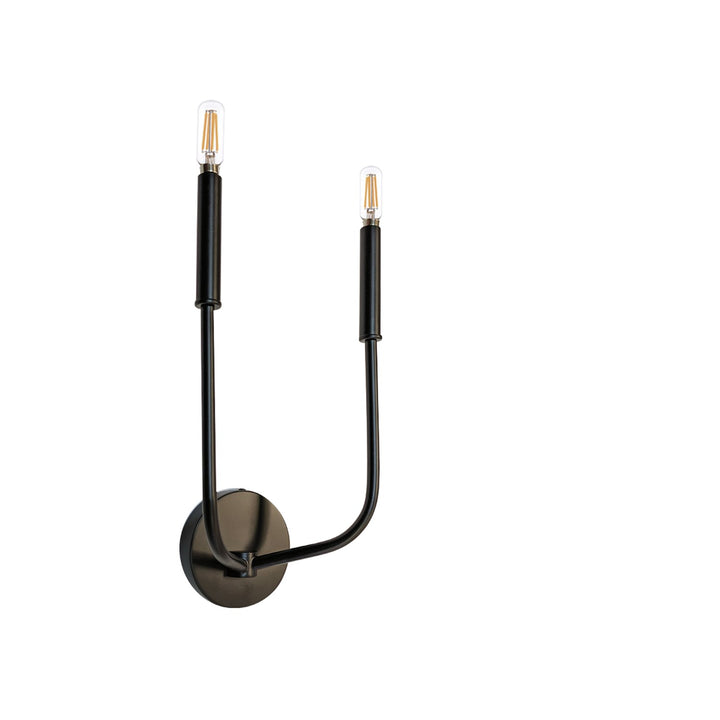 2 Light Incandescent Wall Sconce Matte Black by Dainolite