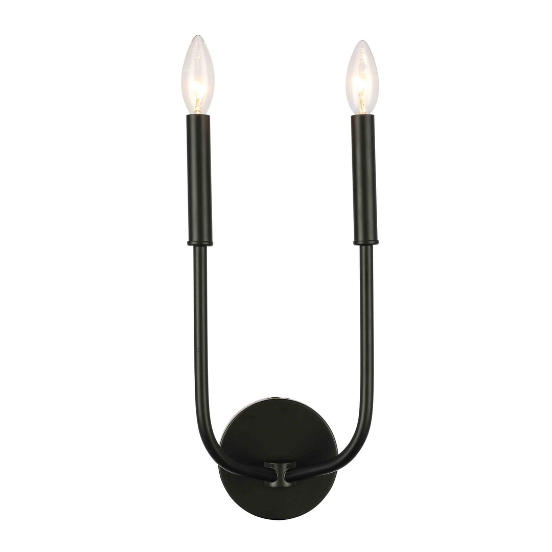 2 Light Incandescent Wall Sconce Matte Black