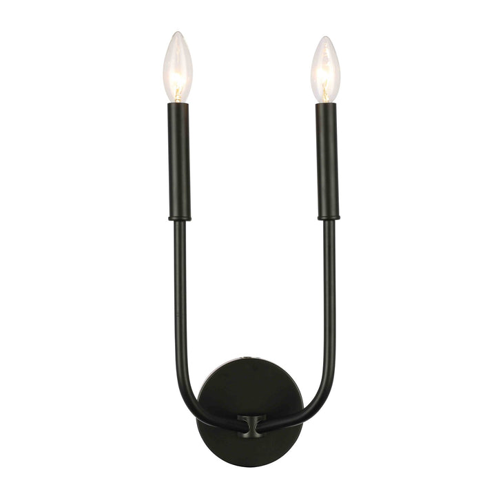 2 Light Incandescent Wall Sconce Matte Black