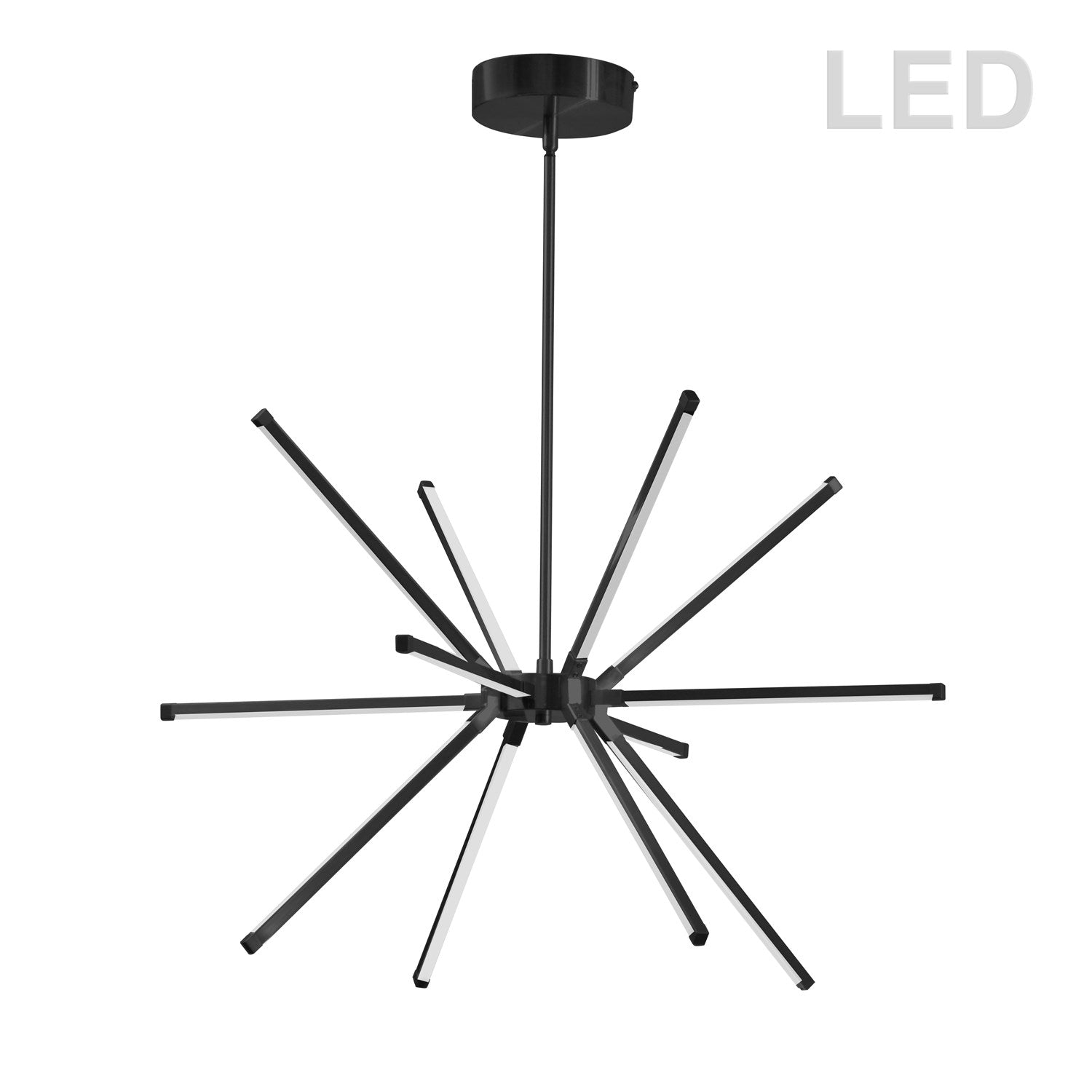 32 Watt Led Chandelier Matte Black W/ White Acrylic Diffuser by Dainolite