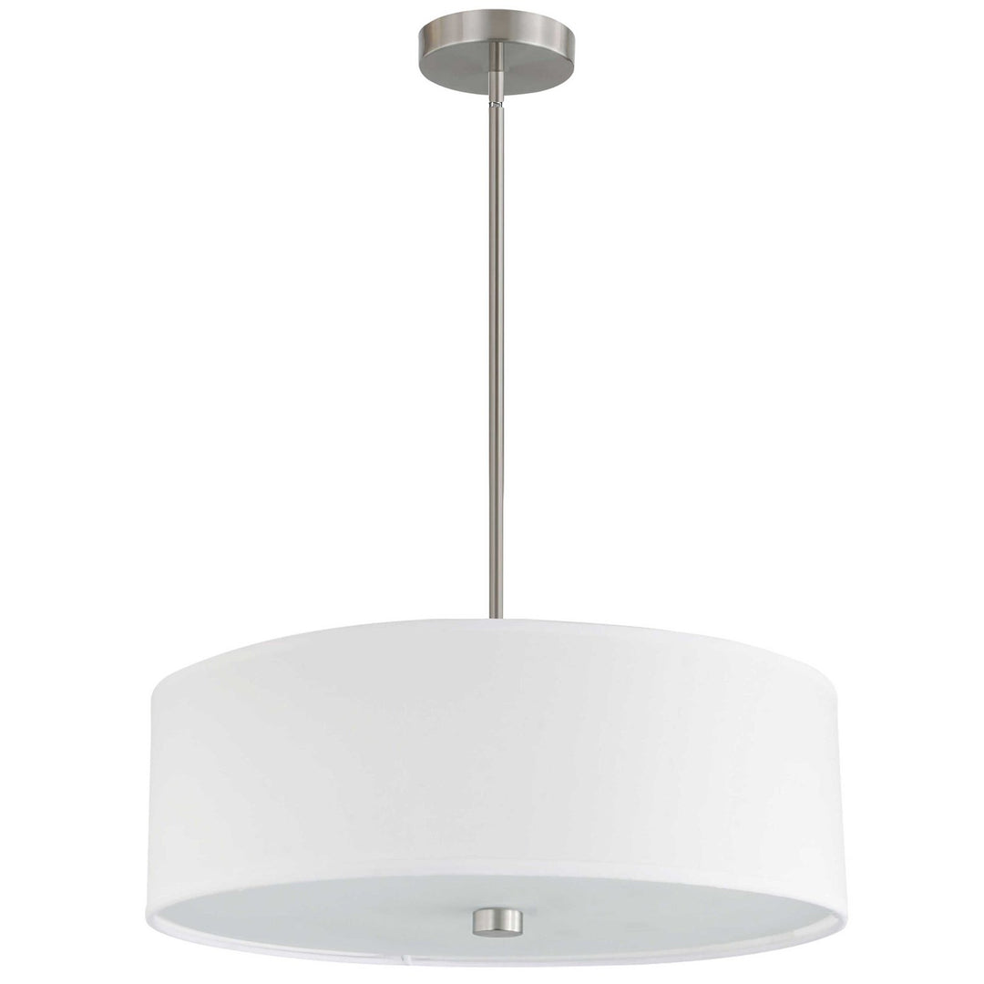 4 Light Incandescent Pendant Satin Chrome With White Shade by Dainolite