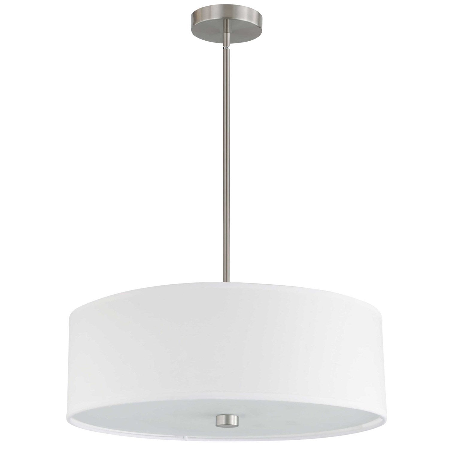 4 Light Incandescent Pendant Satin Chrome With White Shade by Dainolite