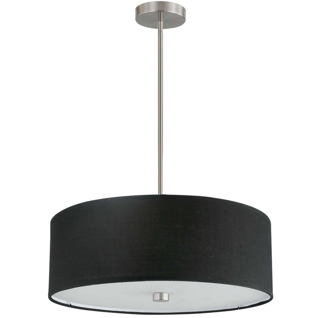 4 Light Incandescent Pendant Satin Chrome With Black Shade by Dainolite