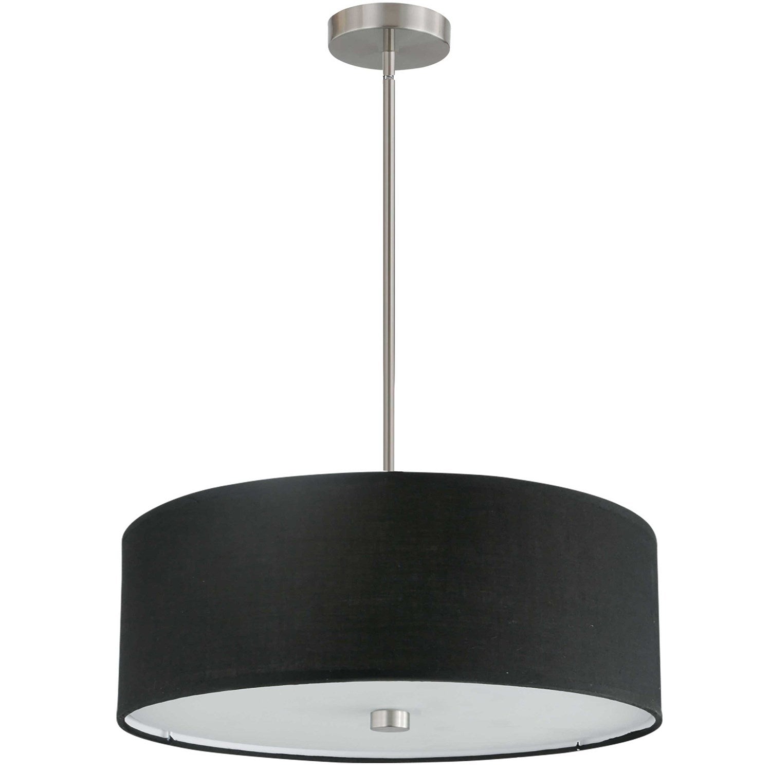 4 Light Incandescent Pendant Satin Chrome With Black Shade by Dainolite