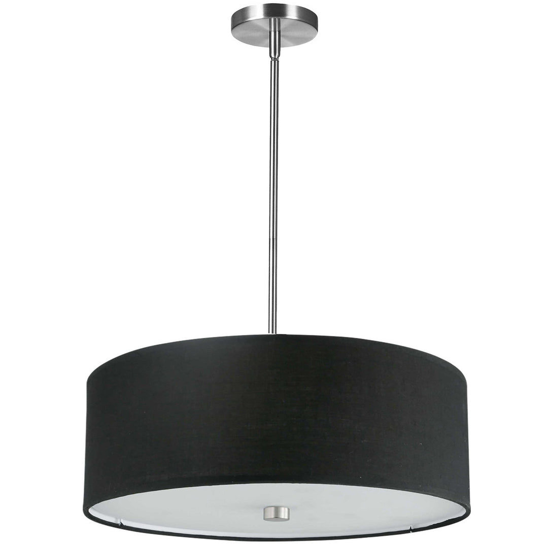4 Light Incandescent Pendant Polished Chrome With Black Shade by Dainolite