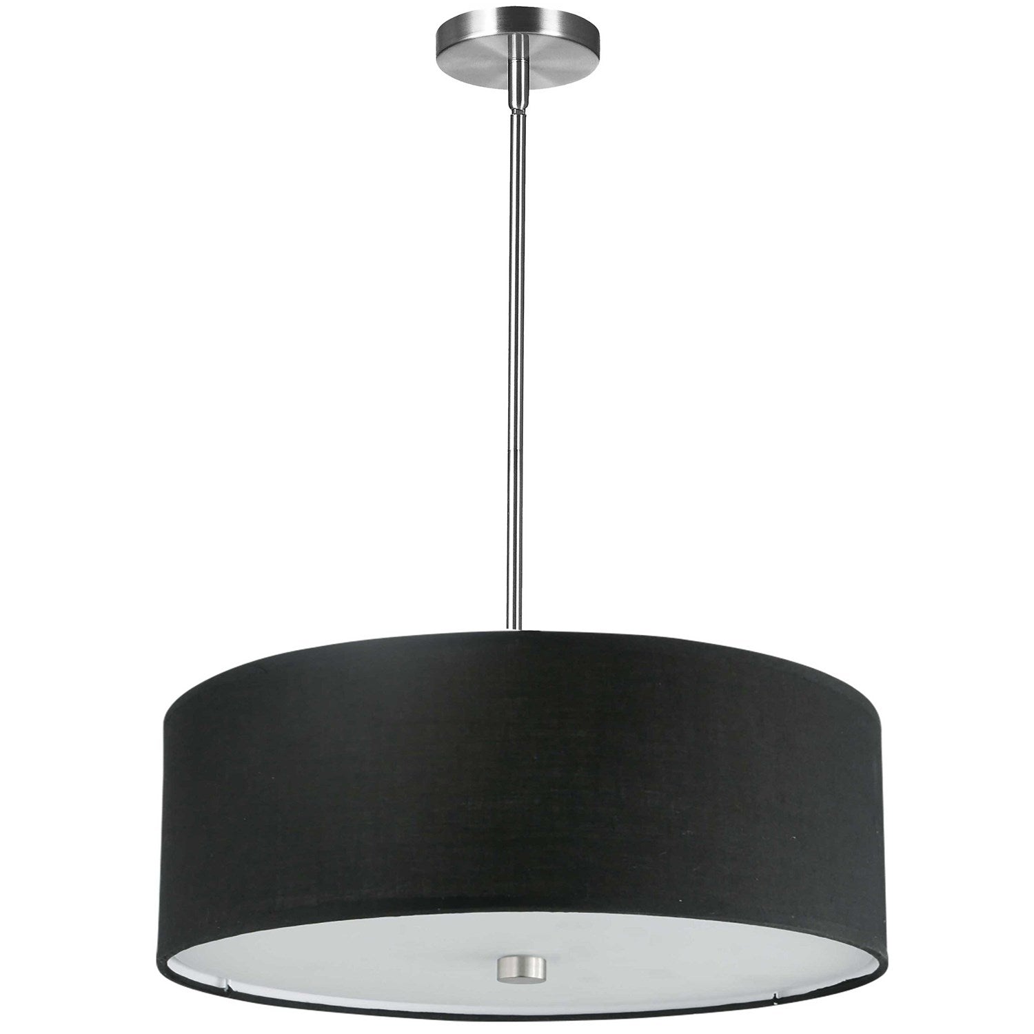 4 Light Incandescent Pendant Polished Chrome With Black Shade by Dainolite