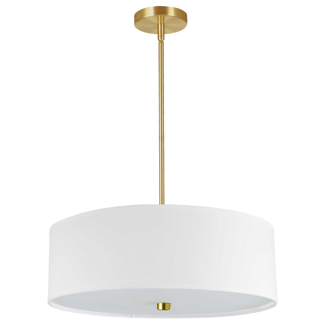 4 Light Incandescent Pendant Aged Brass With White Shade by Dainolite